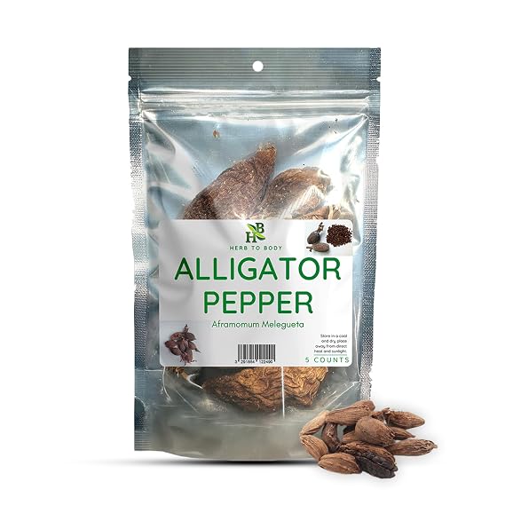 Herb To Body Alligator Pepper African 5 Pieces, Wildcrafted Alligator Pepper from Nigeria for African Cooking and Traditional Use
