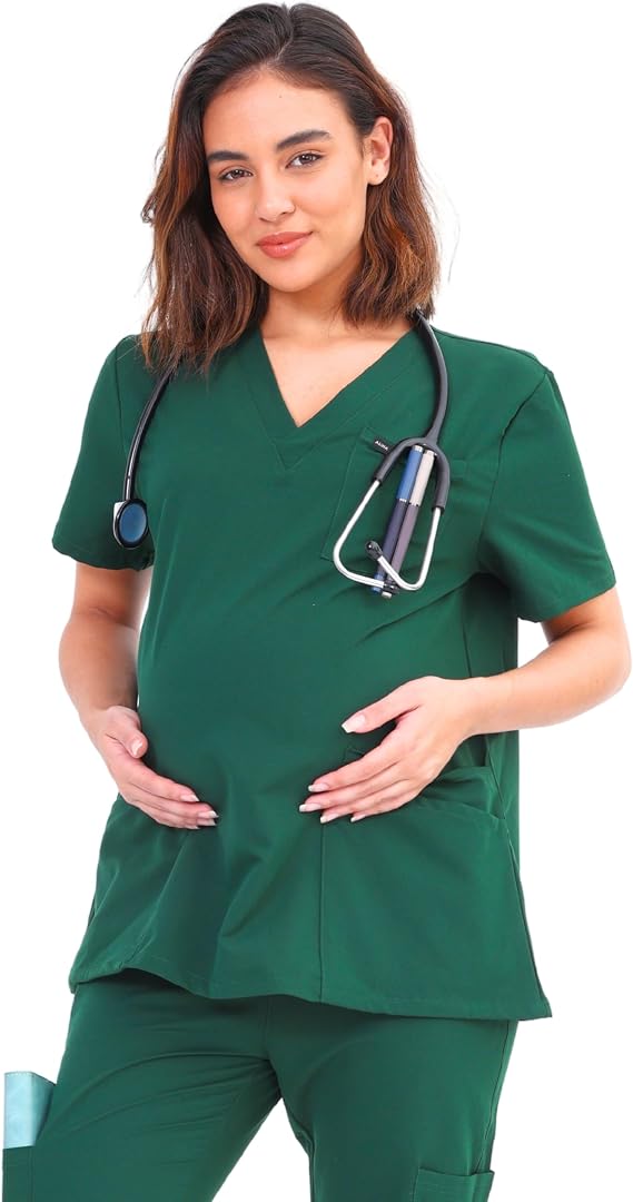 Maternity Scrubs Shirt for Women Doctor Uniform Short Sleeve