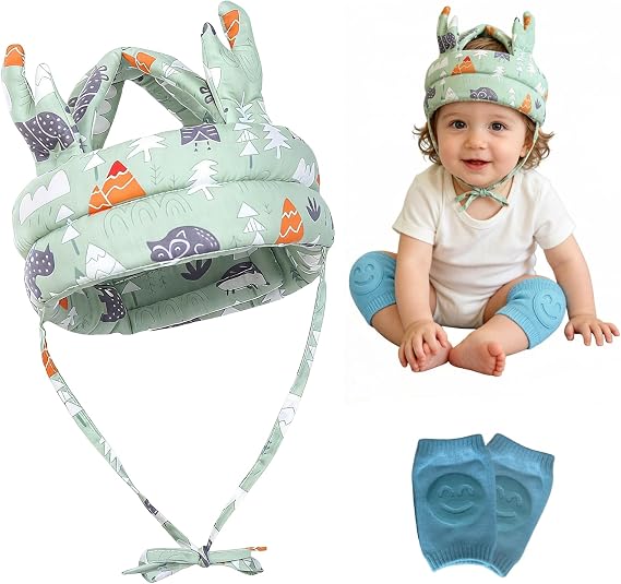 3-Piece Set Baby Head Protector with Knee Pads, Soft Padded Helmet & Adjustable Strap for Infants Learning to Walk, Lightweight & Breathable, for Babies 6-36 Months