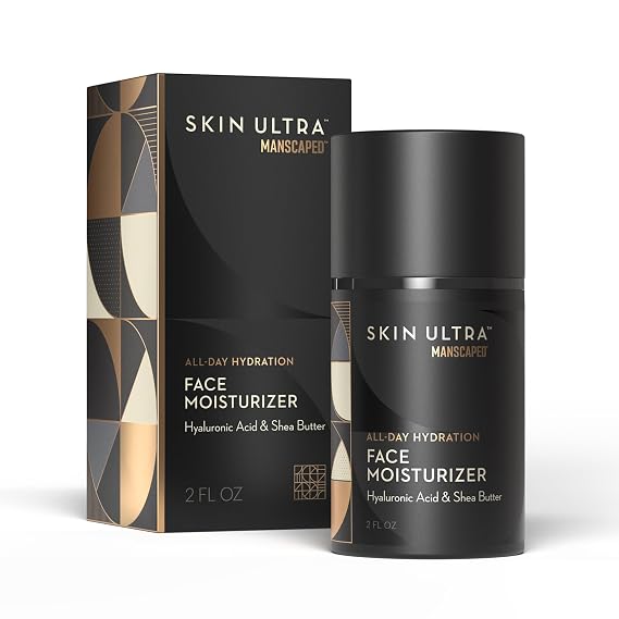 MANSCAPED Skin UltraTM Face Moisturizer - Men's Daily Hydrating Skincare Lotion Infused with Hyaluronic Acid, Vitamin E & Shea Butter, Non-Greasy, Fast Absorbing, 2 fl oz