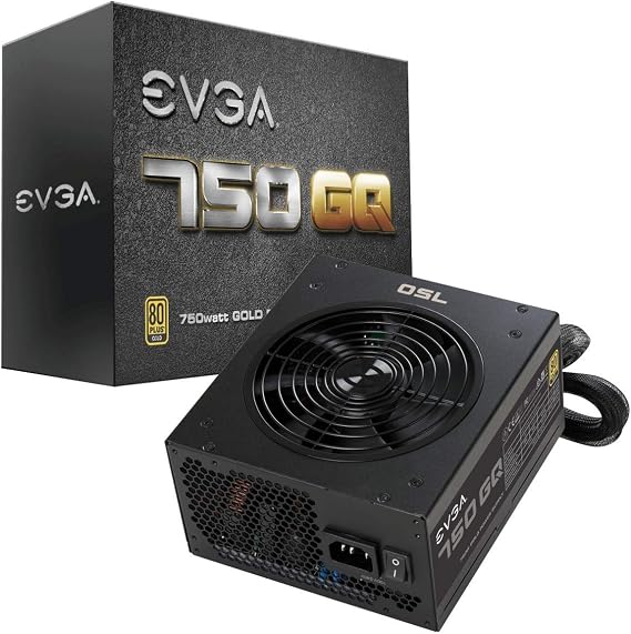 EVGA 210-GQ-0750-V1 750 GQ, 80+ GOLD 750W, Semi Modular, EVGA ECO Mode, Power Supply, Black