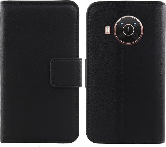 Genuine Leather Case TPU Silicone Shell for Nokia X10 / X20 6.67" Wallet Premium Flip Protection Cover Skin Pouch with Card Slot (Black)