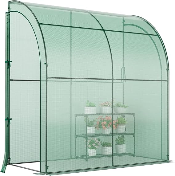 Happygrill Greenhouse, Lean to Greenhouse with Weatherproof PE Cover