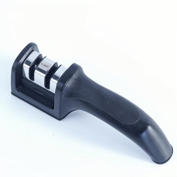 3-Stage Knife Sharpener - Triple Grit Handheld Whetstone for Kitchen/Chef/Scissors, Universal Non-Slip Sharpening Tool with Diamond & Ceramic Rods 