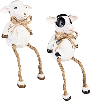 ASHLEY GIFTS Petal & Plow Table Decor Farm Animal with Dangling Legs Resin, 7 H, Assortments of 2