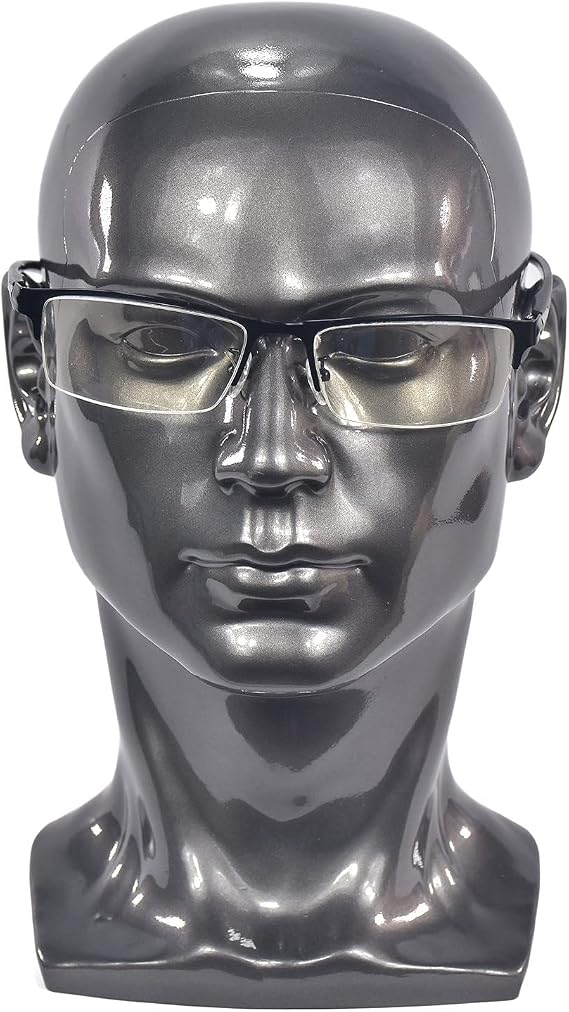 Male Mannequin Head Professional Manikin Head for Display Wigs Hats Headphone Sunglasses Jewelry and Scravat Display Stand (Shine Gray Color),1 Piece