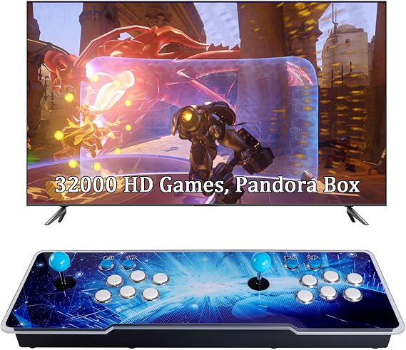 32000 Games 3D Pandora Box Arcade Console, Retro Video Game Machine for TV, 1280x720 HD Output, Search/Save/Hide/Pause Functions,1-4 Players