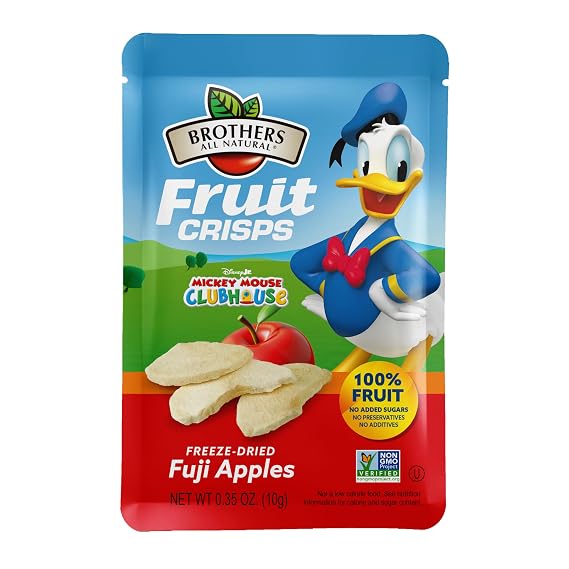 Brothers All Natural Disney Freeze Dried Fruit Crisps, Fuji Apple, 0.35 Oz (Pack of 12), Made with 100% Fruit, Gluten Free, Soy Free, Vegan, Healthy Snack, Lunch Box Ready