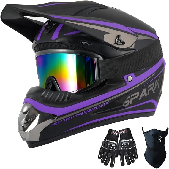 Youth Kids Dirt Bike Helmet DOT Certified | Motocross ATV Quad Go-Kart 4-Wheeler BMX MX UTV Electric Street Bike Off-Road Motorcycle Helmet Combo Goggles Gloves Mask