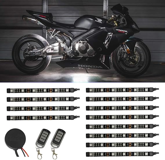 LEDGlow 12pc Advanced White Mini LED Motorcycle Underglow Lighting Kit