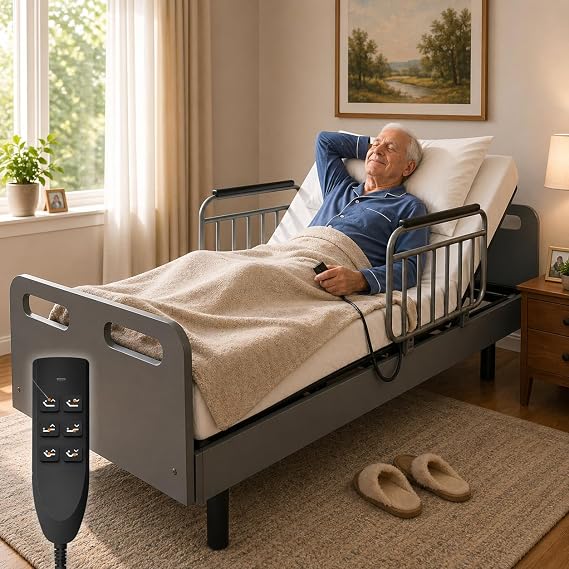 HRVEOCEI Full Electric Hospital Bed with Mattress for Home Care, 600 lb