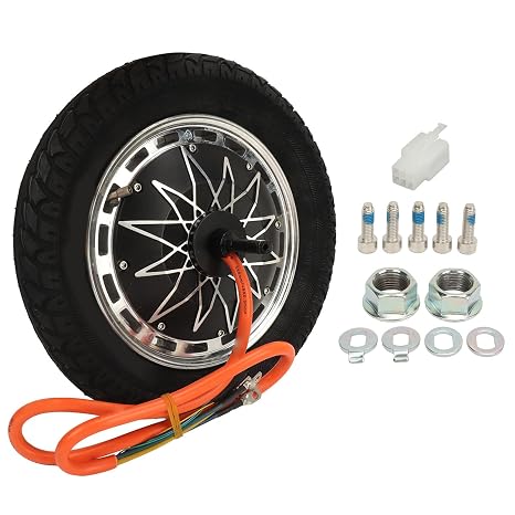 Brilluxa Hub Motor Wheel, 12 Inch Brushless Disc Brake Hub Motor with Vacuum Tire, 48V 72V 5000W Electric Wheel Drive Motor for Electric Bike Scooter Rear Wheel Replacement