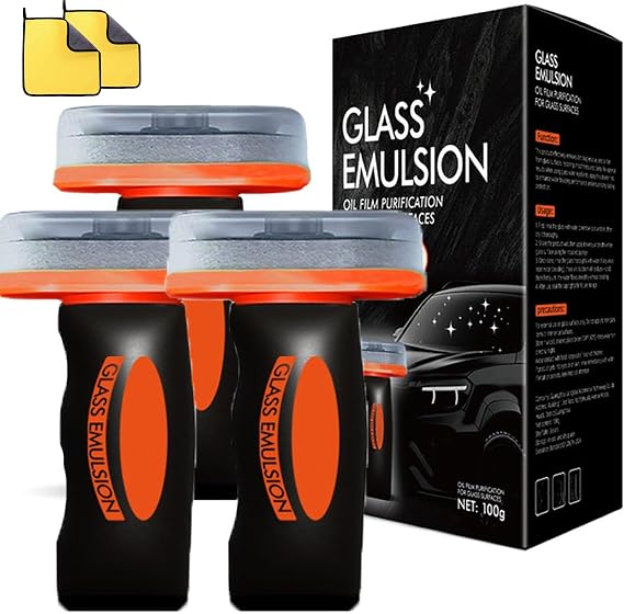 Q4 Window Cleaner, Glass Emulsion Cleaner, glass Handle Oil Film Remover Lotion, Car Windshield Oil Film Remover, Glasscleaning Board for Car Windshield, Powerful (3)