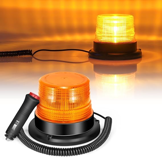 Dinfu LED Strobe Light,Amber Warning Lights,Emergency Flashing Beacon Light with Magnetic for Vehicle Forklift Truck Tractor Golf Carts UTV Car Bus