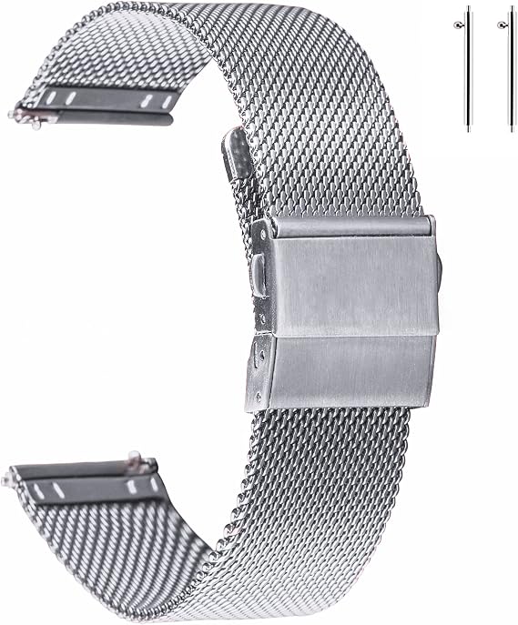EACHE Stainless Steel Mesh Watch Straps for Men &Women, Quick Release Adjustable Mesh Watch Bands 12mm 14mm 16mm 18mm 20mm 22mm