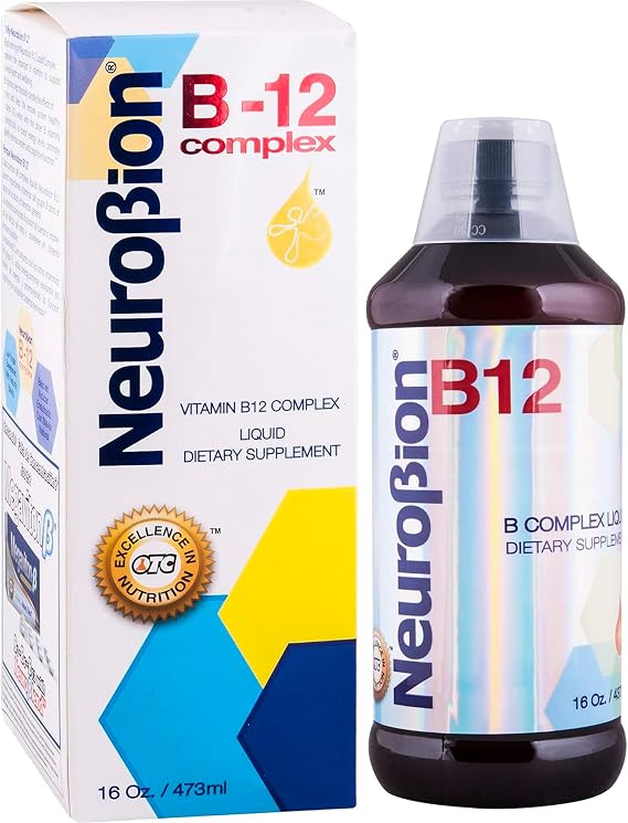Neurobion Vitamin B12 B Complex Liquid Dietary Supplement - 16 Oz Citrus Flavor Drinkable Syrup for Daily Energy Support, Nervous System Health & Metabolism Booster Fast Absorbing Liquid Formula
