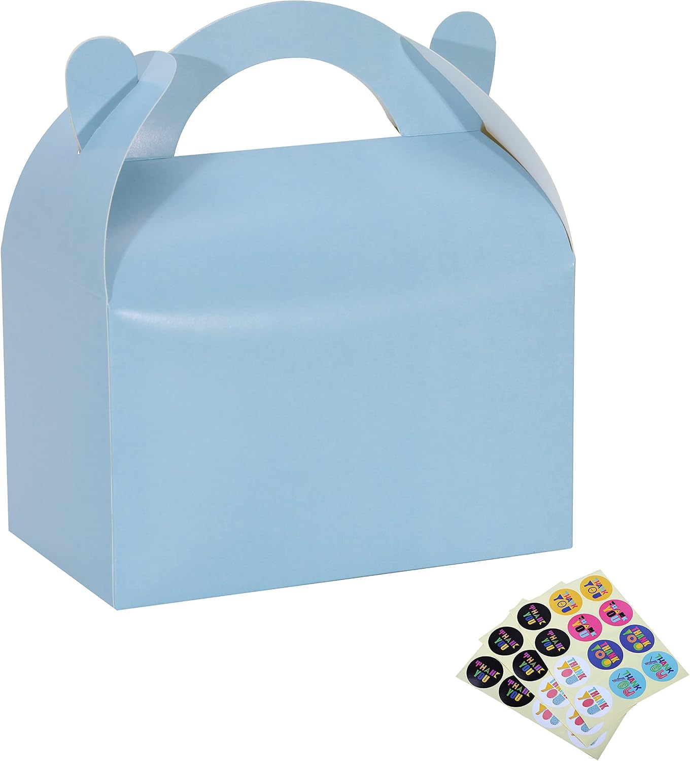 Bssay 30 Pack Party Favor Treat Boxes,Goodie Boxes,Gable Paper Gift Boxes with Handles Perfect for Birthday Party,Wedding,Christmas,Baby Shower 6.5 x 4 x 4 Inches Blue