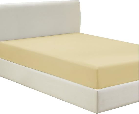 Violet Linen Premium Percale Fitted Sheet - Brushed Poly Cotton, Breathable, Extra Soft and Comfortable - 48", Gold