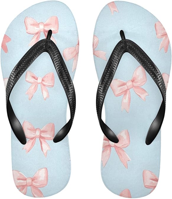 Blueangle Small Pink Bows Flip Flop Sandal Men's and Women's Summer Sandal | Beach & Water Shoes(337)