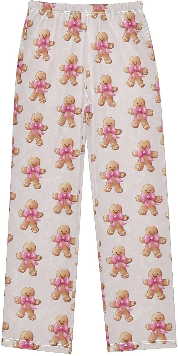 Pajama Bottoms, Pink Christmas Pajamas Pant Sleep Long Pants Lounge Wear Elastic Waist Sleepwear Soft Pjs