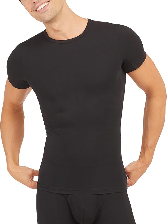 SPANX Mens Sculpt Cotton Spandex Crew Neck - Mens Base Layer - Flattering Everyday Support - Breathable & Moisture Wicking