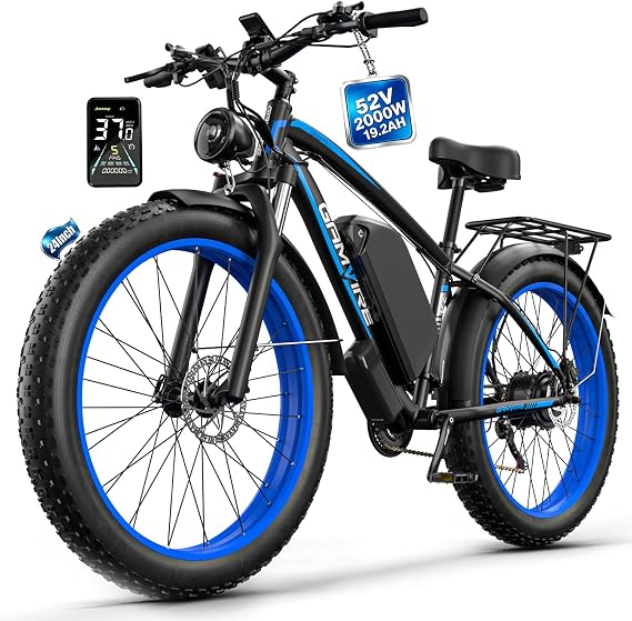 Ebike for Adults Electric, 52V 19.2Ah/32Ah, Peak 2000W/3000W/6000W E-Bicycle, 36/40/45 M P H, 70 /100Miles, Off Road Snow Mountain E-Bike, Hydraulic Disc Brake, 24"/26" Fat Tire E-Bike UL2849 by SGS