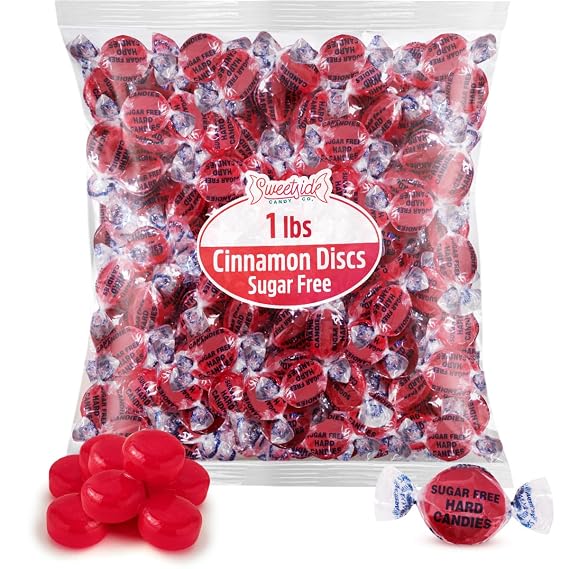 Sugar Free Cinnamon Hard Candy, 1lb Pack of Hard Candies Individually Wrapped, Great Tasting Sugar Free Candy Bulk Option, Traditional Cinnamon Hard Candy