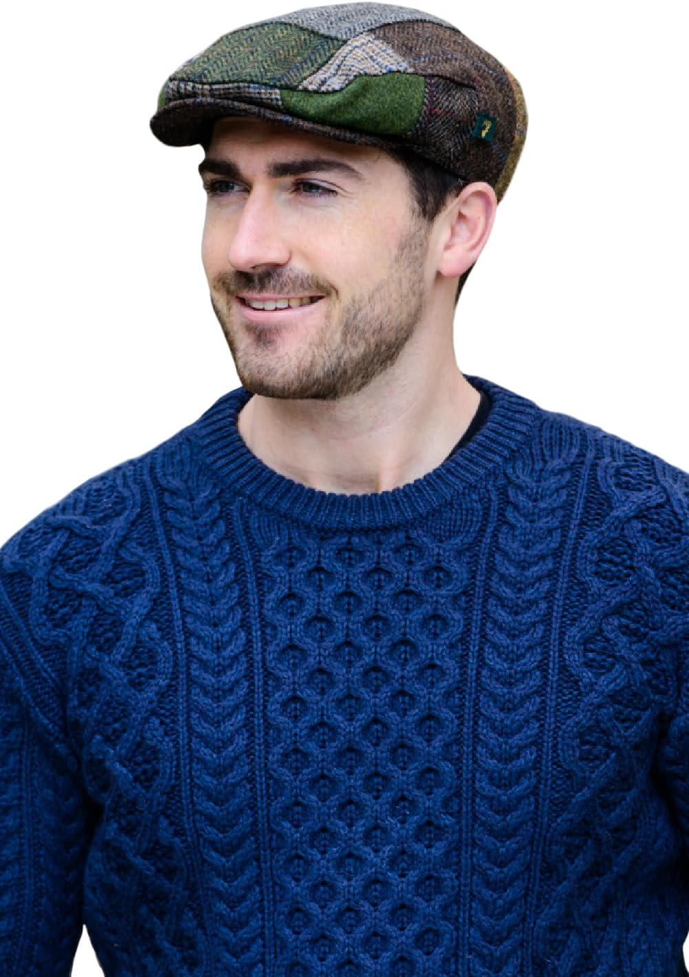 Irish Tweed Patch Cap, Trinity Style, 100% Irish Wool, Made in Ireland