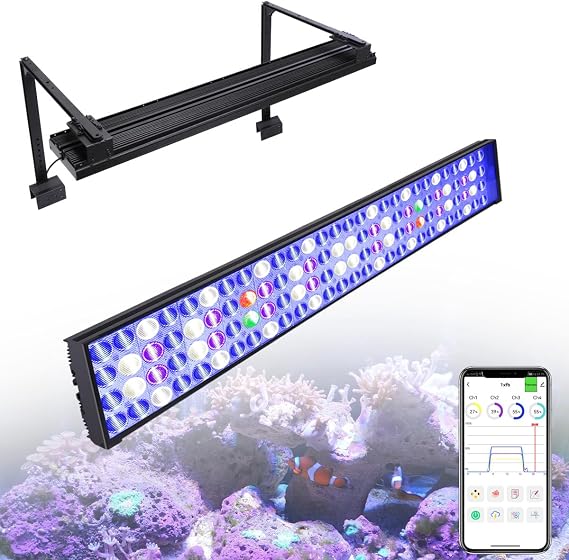 PopBloom H75 Reef Aquarium Fish Light Full Spectrum Coral Light for 36inch 3ft 90CM Marine Fish Tank Lamp, Smart-APP Control
