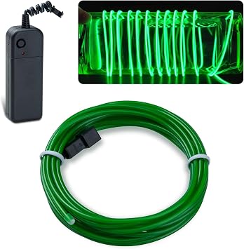 lychee 9ft EL Wire Neon Glowing Strobing Electroluminescent Light El Wire w/Battery Pack for Parties, Halloween Decoration (Jade Green)