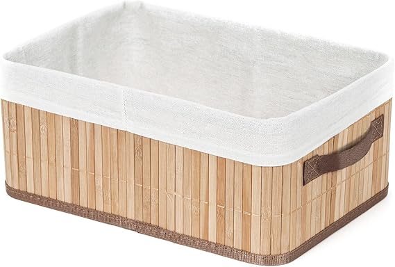 Compactor - JOEY Bamboo Basket Size M (35 x 25 x 15 cm) - Natural Bamboo Storage Basket - Decorative Basket for Bathroom Bedroom or Household - Practical and Stable
