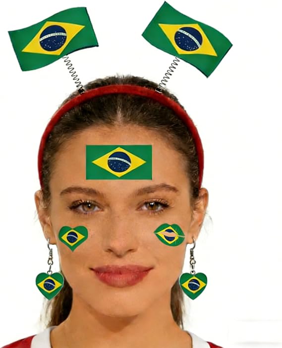 2026 World Cup Soccer Fan Accessories Set - Flag Headband, Earrings and Tattoo Tattoo Stickers for Game Day