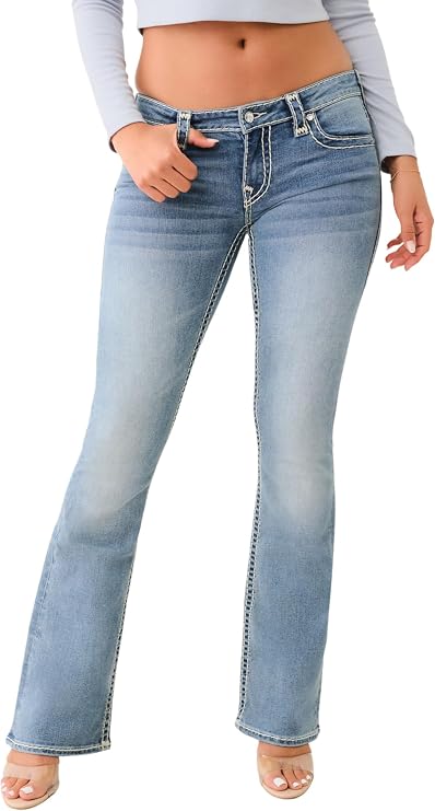 True Religion Women's Crystal Becca Low Rise Boot Jeans | Super T Stitching