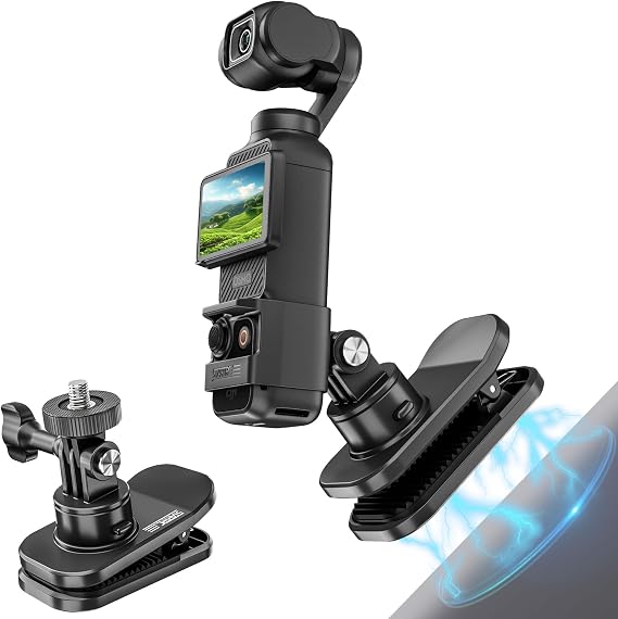 Osmo Pocket 4 Backpack Mount Clip Magnetic Mounts 360 Rotation for DJI Pocket 3 Action 5 Pro Backpacks Shoulder Strap Clips Most Cameras GoPro Insta360 Osmo Pocket Accessories