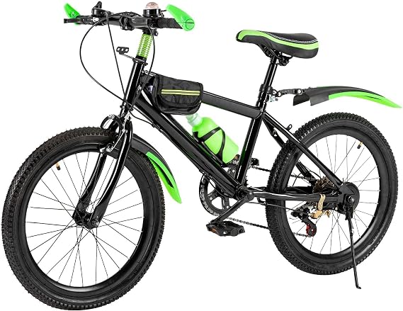 20 inch Mountain Bike, Double Brake Bicycle High Carbon Steel MTB Children's Bike,Internal Cable Bike for Youth Men Women Boys Green
