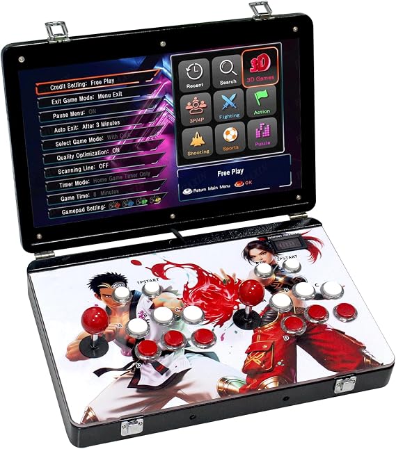 Pandora Mini Portable 30000 in 1 Metal Box 3D Arcade Game Console, Folding Notebook 19 inch Screen Retro Electronic Game Console, with Search/Hide/Pause Functions