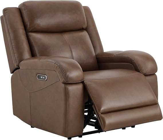 Watson & Whitely Genuine Leather Power Recliner Chairs for Adults, Wall Hugger RV Recliner with Power Headrest & Charging Ports,