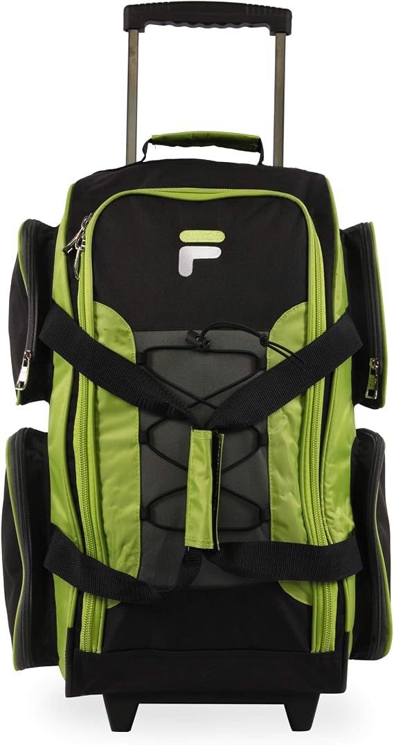 Fila 22" Lightweight Carry On Rolling Duffel Bag, Neon Lime, One Size