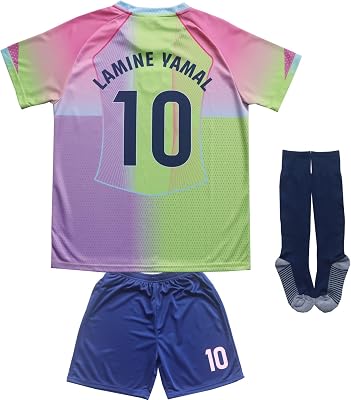 LeenBD #10 Yamal Kids Soccer Jersey Shirts Football Futbol Socks Set Youth Sizes