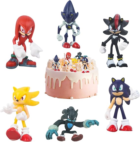 Cartoon Cake Topper- 6Pcs Soni Figures Cake Decoration Toys Dolls Mini Action Figure Set Birthday Cake Decoration Party Supplies for Kids, Girls, Boys, Birthday Party, Baby Shower Decoration