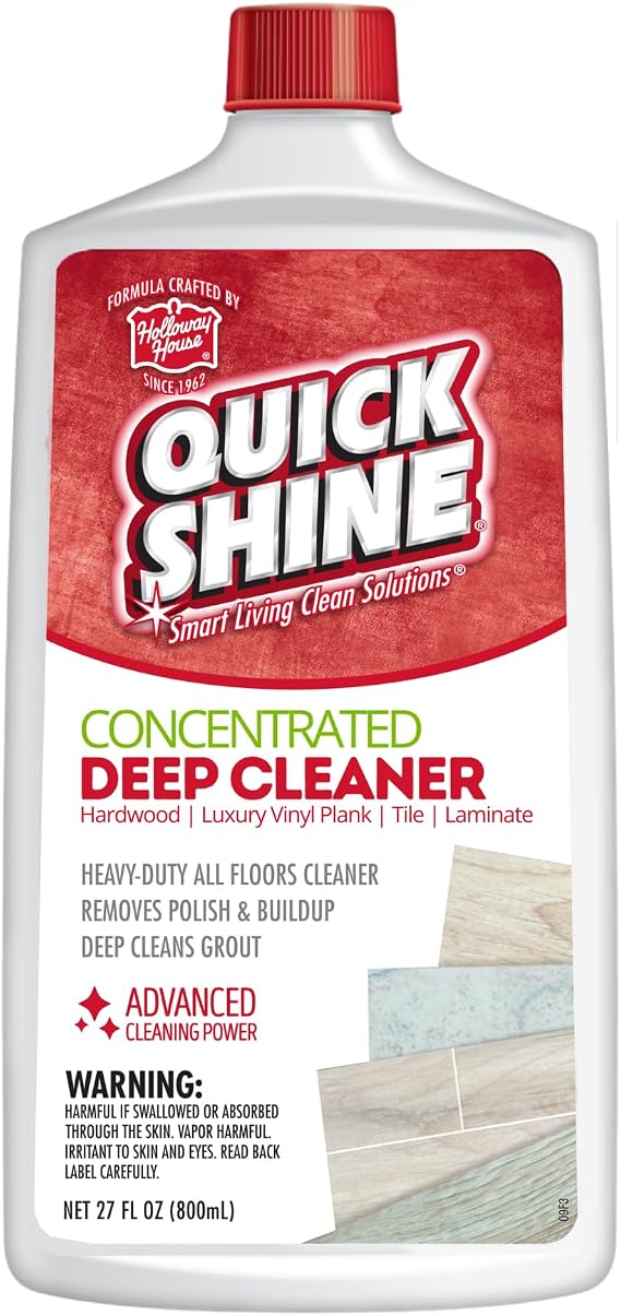 Quick Shine Multi Surface Deep Floor Cleaner and Remover 27oz | Removes Wax Build-Up, Revitalizes Floors & Cleans Grout | Use on Hardwood, Laminate, LVT, Tile and Stone | Pro-Level Cleaning