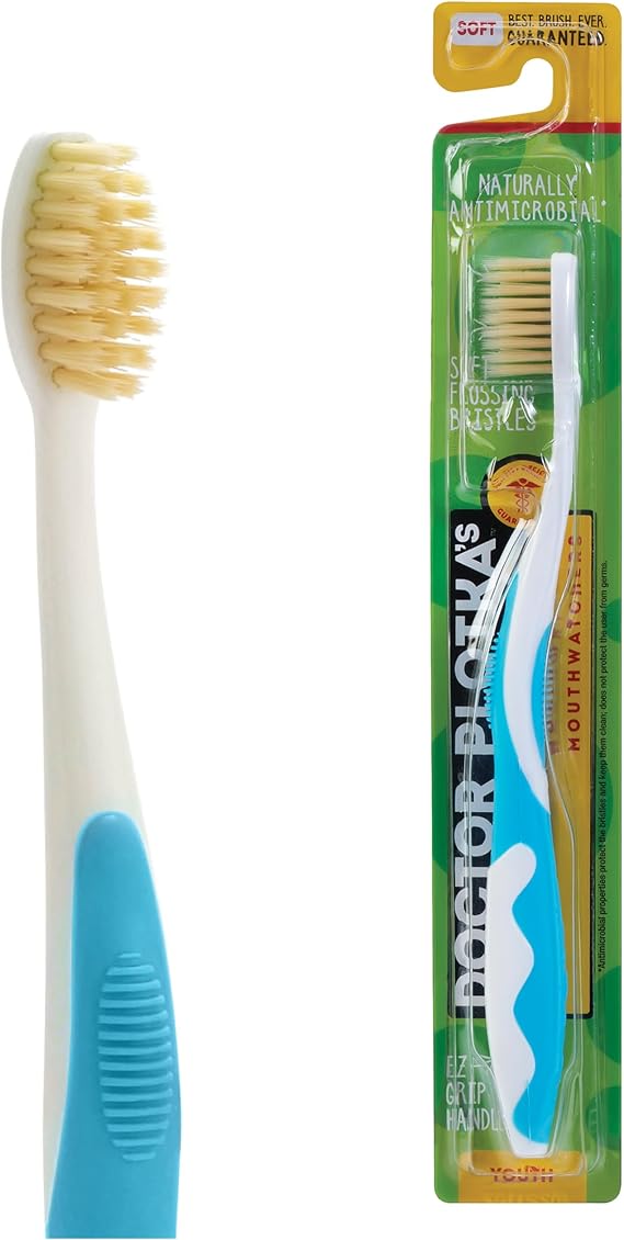MOUTHWATCHERS Soft Flossing Manual Toothbrush, Kids, Ultra Clean, Blue