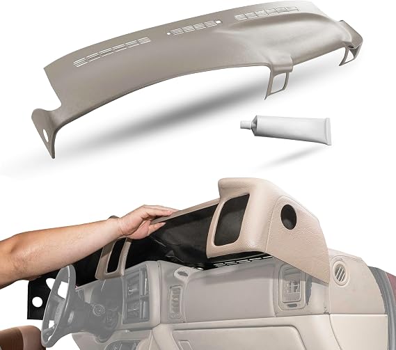DashSkin Dash Cover Compatible with 2000-2006 Chevrolet Tahoe Suburban Yukon Avalanche & 99-06 Chevy Silverado GMC Sierra in Medium Neutral (Light Tan) - Hard Molded Plastic Dashboard Cap