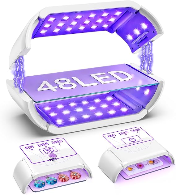 UV Light for Resin,48W 48 LEDs,Double-Sided,360Surround,Dual 365-405nm
