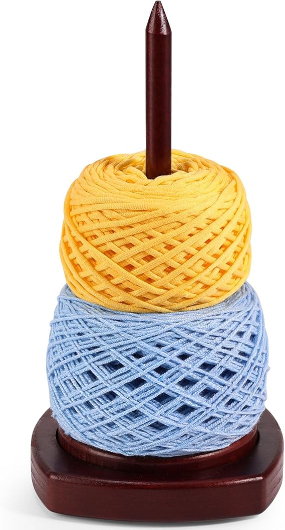 Etcokei Yarn Holder for Crocheting & Knitting, Large Wooden Yarn Spinner | 25cm Crochet Holder, Easy Assembly Smooth Rotating with Anti-Slip Pads, Crochet Accessories Ideal Gift for Knitting Lovers