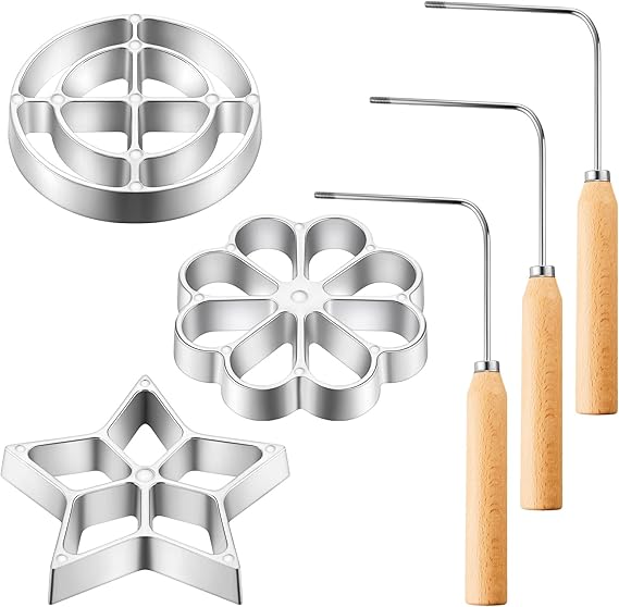Rosette Iron Mold Set 6 Pcs Aluminum, Interchangeable Heads, Star Flower