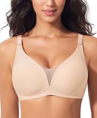 Ganado Wireless Bras for Women Full Coverage Mesh Seamless Supportive Comfortable Bras No Wire T Shirt Bra Padded Bralette