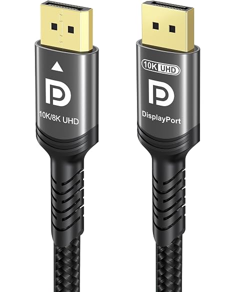 Ubluker 10K 8K DisplayPort 2.1 Cable 54Gbps 5 FT, Certified DP to DP Cord 4K 240Hz 165Hz 144Hz 120Hz 10K 8K 120Hz Nylon Braided UHBR HDCP2.3 FreeSync G-Sync RTX5090 Gaming Monitor PC Projector