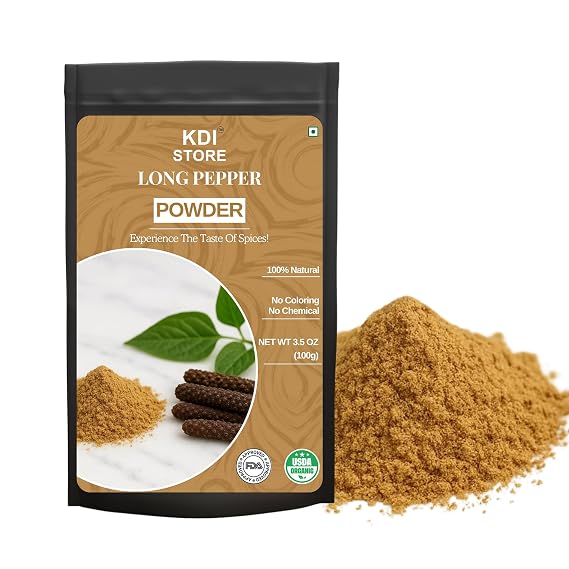 KDI STORE Long Pepper Powder, 100% Natural, No Coloring or Chemicals, 3.5 Oz, USDA Organic Certified Spice