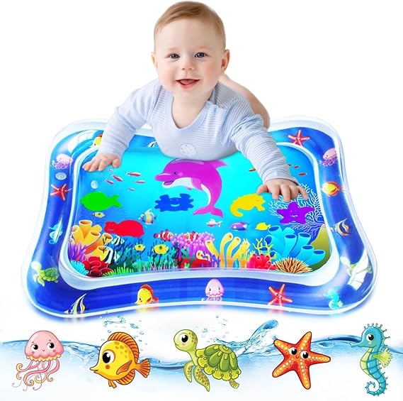 ZMLM Baby Tummy-Time Water Mat, Water Mat Baby Sensory (Blue)